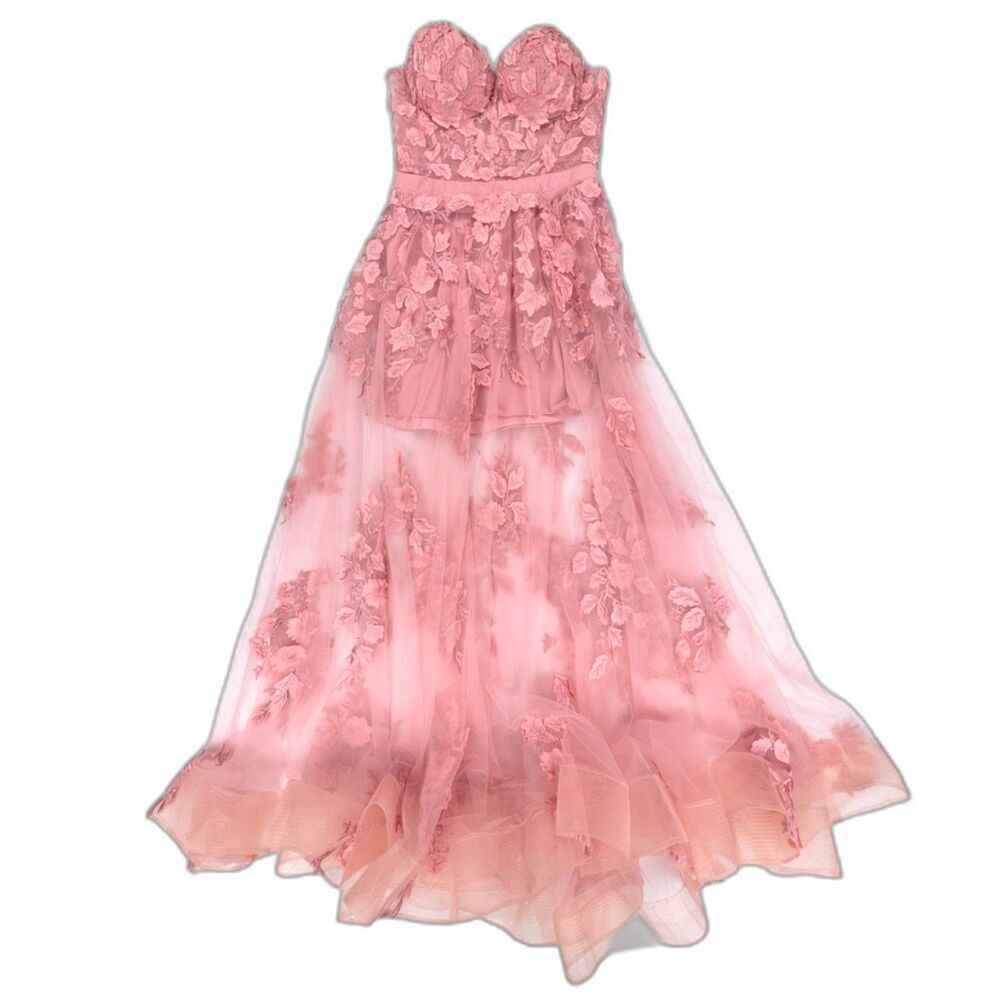 JOVANI 02845 Floral Applique Embellished Corset Gown Pink Romantic Pageant HOCO - Picture 11 of 14